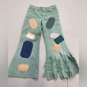 Vintage green kids patchwork jeans vs